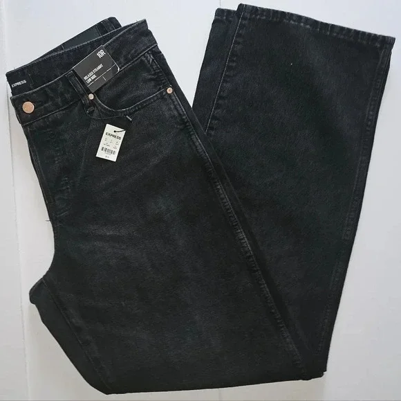 High Waisted Black Ripped Straight Ankle Jeans - Picture 9 of 9